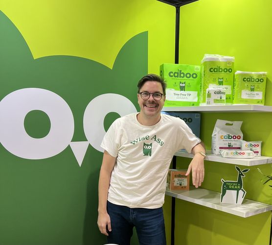 Corey at Caboo trade show booth